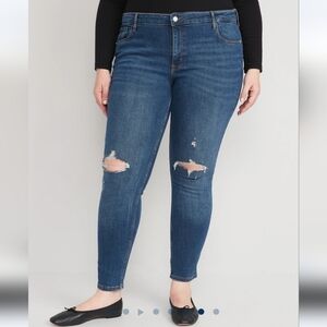 Old Navy Size 28 Dark Wash Mid Rise Rockstar Super Skinny Distressed Jeans